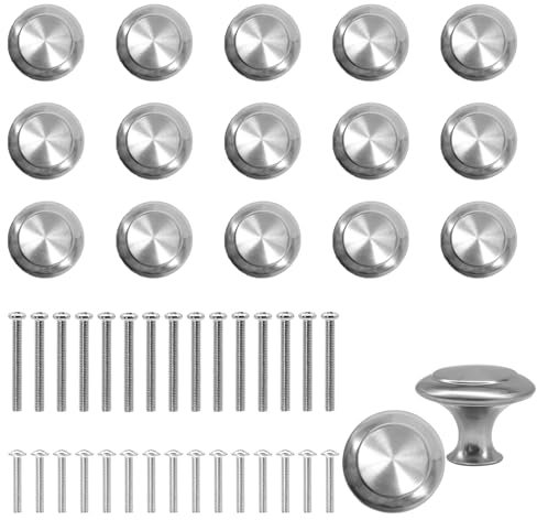 YREYBN 15Pcs Cabinet Door Knobs, Wardrobe Door Handles,Kitchen Furniture Cabinet Knob with 30 Long Short Screws for Cupboard Wardrobe Drawer Bedroom Bathroom Racks Furniture