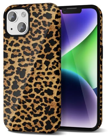 Svanove Cheetah Print Phone Case for iPhone 14 Plus Case Girly Trendy Leopard Pattern, Retro Cool Animal Print, Luxury Cute Case for Women, Aesthetic Y2k Hard Shell Plastic, Brown Fall