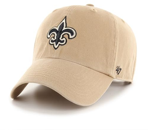 '47 NFL New Orleans Saints Clean Up Unisex-Baseballkappe, Verstellbarer Riemenverschluss, Einheitsgröße, Team Logo, Farbe Khaki
