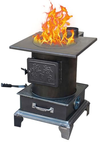 Zeltofen Holzofen, Holzofen Klein mit Großer Grauer Box, Küchen Holzofen, Tragbarer Holzofen for Drinnen, Draußen, Wandern, Picknick, Jagd