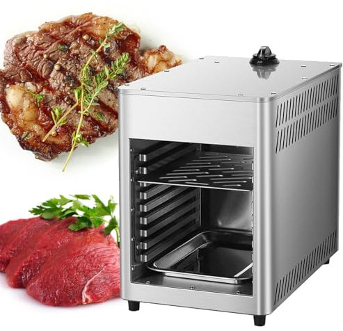 Asador De Carne A Gas, Parrilla Comercial Para Carne De Res De MúLtiples Capas Para Interiores, Asador AutomáTico Para Carne De Res, Temperatura Ajustable, Para Carne De Res, Pollo Y Verduras,NPJ002G