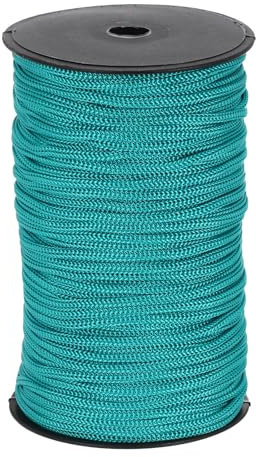 sourcing map Corda intrecciata in polipropilene da 5 mm, 100 m, corda in nylon cava, per stendibiancheria, campeggio, escursionismo, attività all'aperto, verde pavone