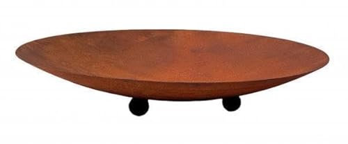 Der-Porzellan-Laden Schale aus Metall, Edelrost 50 x 9 cm, rustikale Gartendeko & Rostdeko, rundes Deko-Accessoire für Garten, Balkon und Terrasse (mittel)