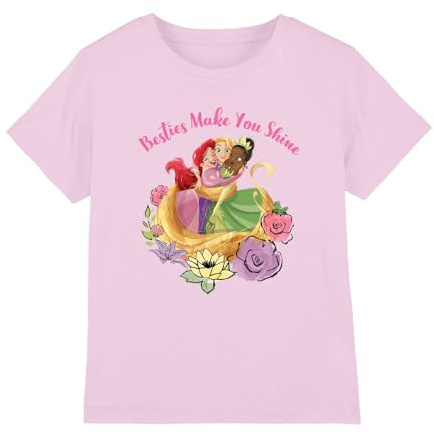 Disney Princess Girl's Besties Shine with Ariel, Rapunzel, Tiana T Shirt