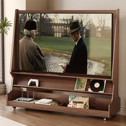 HOLGVE Soporte TV Pie, Soporte TV Ruedas Móvil for 40-65 Pulgadas con Ruedas, Soporte TV Suelo, Soporte de TV Portátil de Madera Maciza Resistente
