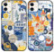 Phoona 2 Pack Cute Case for iPhone 11 6.1, European Collage Preppy Summer Girly Design Pattern for Girls Women, Slim Soft Silicone Shockproof Bumper Protector Cover, Blue 02