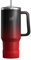 IceDrop® XXL Thermo Cup 1.2L für 12 Stunden kalte oder heiße Getränke I 100% auslaufsicherer Thermobecher mit Strohalm I robuste Trinkflasche mit Strohhalm und Griff I Tumbler Cup - Schwarz Rot