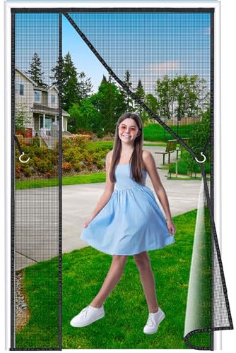 Luxvix Moustiquaire Magnétique Ouverture Latérale Porte, 205x210 cm Rideaux Aimantée Sans Percage, Moustiquaires Ementer Aimanté pour Porte Exterieur, Balcon, Camping car, Terrasse Noir