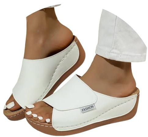 Ciabatte Donna Estive Ortopediche Eleganti Comode Ciabatta Mare con Zeppa Casual Leggeri Sandali Pantofole Punta Aperta Antiscivolo Ciabattina Elegante da Casa Spiaggia Piscina Ciabatte da Passeggio