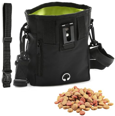 agogue Leckerlitasche für Hunde, Schwarz Leckerlibeutel für Hunde, Vielseitig Tragbar Futterbeutel Hundetraining, Verwendet Spaziergänge Training Fütterung Reisen und Wandern