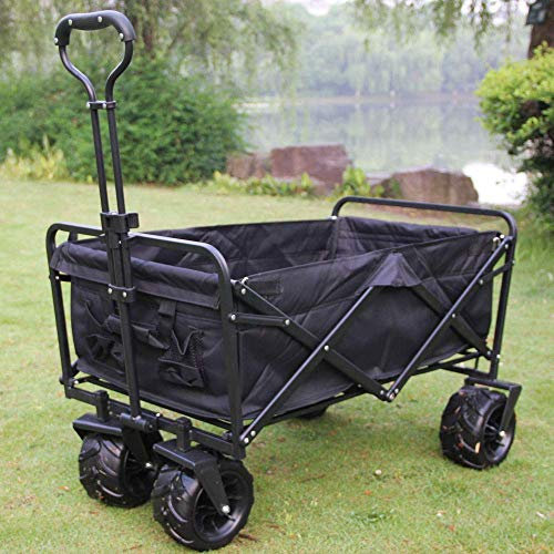 Faltbarer Gartenwagen mit Zuggurt Schwerlast Handwagen 90kg Kapazität Tragbarer Transportwagen für Gartenarbeit Camping Strand Angeln
