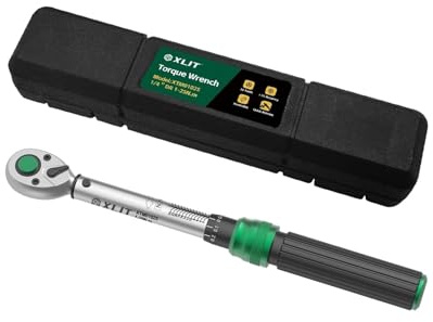 XLIT Chiave dinamometrica da 1/4 pollici, 1-25 Nm ±3% di precisione – Cricchetto a 72 denti in acciaio al cromo vanadio con scatola di conservazione per auto, moto, bicicletta, manutenzione veicoli e