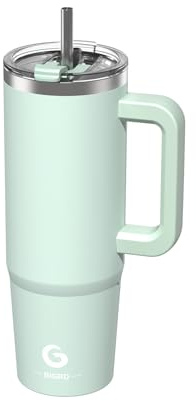 BIGRD Vaso Térmico 890ml (30oz) Doble Pared Acero Inoxidable con Paja - Termo de Vacío Antifugas con Tapa y Asa, para Café Caliente/Frío, Oficina, Viaje, Coche(Seafoam)