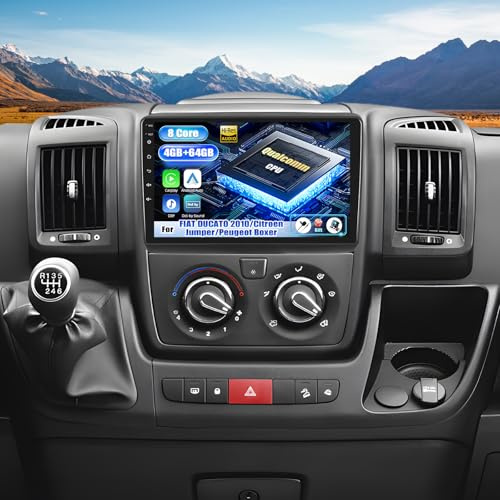 SIXWIN Qualcomm 8 Core 4+64G Android 15 Autoradio mit CarPlay/Android Auto für FIAT DUCATO 2010/Citroen Jumper/Peugeot Boxer,9 Zoll Touchscreen mit WiFi6 GPS Bluetooth FM/RDS DSP EQ+Rückfahrkamera