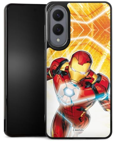 Silikon Hülle kompatibel mit Samsung Galaxy S25 Edge Case schwarz Handyhülle Iron Man Marvel Feuer