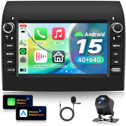 VECHTEL 4G+64G Autoradio Android 15 pour FIAT Ducato 2008-2015 Citroen Jumper/Peugeot Boxer 2011-2015 avec CarPlay Android Auto sans Fil, Écran Tactile 7'' GPS Wi-Fi USB/Type-C Bluetooth FM RDS Caméra
