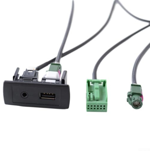 HEBEOT Auto USB AUX Audio Interface Kabel mit Kabelbaum ABS Material 3,5 mm 6 Pin AUX LVDS 4 Pin USB für Mercedes SLK SL 2008 Kompatibel mit Comand NTG2.5 12-24V Eingang 5V Ausgang 3