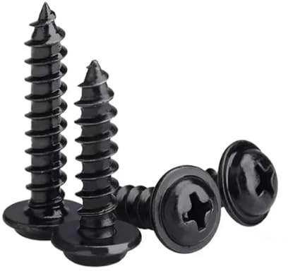 50 Piezas Tornillos Autorroscantes M4×30 mm Negros – Tornillos Roscachapas de Cabeza Arandela con Ranura Cruzada (Phillips) para Madera, Metal y Plástico PUNTO ES LIGHTING