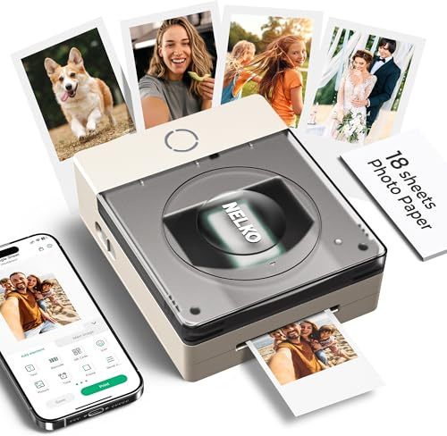 Nelko Fotodrucker, PP02 Tragbarer 4-in-1 Drucker für Klebepapier, Magnetpapier, Wassertransfer & Wärmetransferpapier, Bluetooth, kompatibel mit iOS & Android, mit App-Bildbearbeitung, Elfenbein