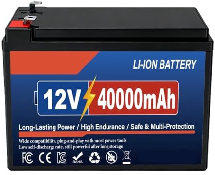 Batteria Al Litio Ricaricabile LiFePO4 12V 150Ah, BMS Integrato, For Cavalcare Giocattoli, Pannelli Solari, Ecoscandagli, Ruote Motrici(12V 40000mAh)