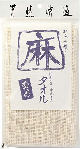 Kamenoko Tawashi Japanisches Handtuch, 100 % Leinen, hart, 34 x 100 cm, Weiß