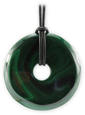 Budawi® Malachit Donut Anhänger Kettenanhänger mit Lederband