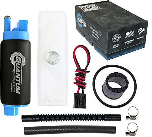 QFS 340LPH E85/Flex In-Tank EFI Performance Fuel Pump w/Tank Seal, Strainer Replacement for Universal Fit Audi Chevrolet GMC BMW Volvo Buick Cadillac Buick & More