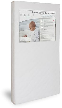 Kinder Valley Baby Cot Bed Mattress - Hypoallergenic Spring Cot Bed Mattress, Comfortable Toddler CotBed Mattress with Water Resistant Cover, Suitable for Newborns | (White, 140cm x 70cm)