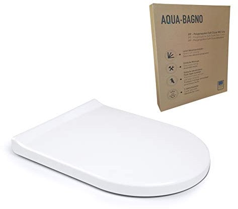 Aqua Bagno | Universal Toilettendeckel mit Absenkautomatik & WC-Sitz in D-Form, überlappender Deckel, abnehmbar | Weiß