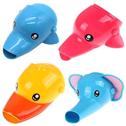 NC Wasserhahn Verlängerung Extender, 4Stück Wasserhahn Extender Cartoon Tier Design Wasserhahnschalter Extender für Kinder Baby Hände Waschen