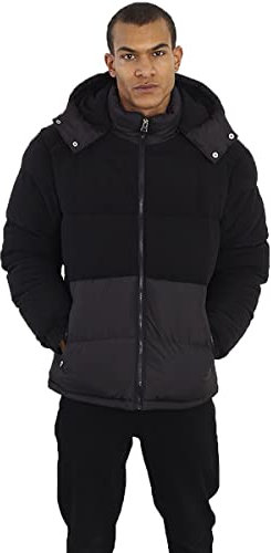 Mens Anderton Funnel Neck Padded Jacket with Removable Hood (Black, S)