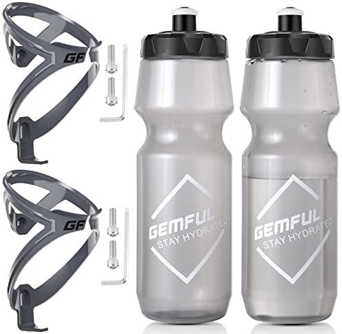 GEMFUL Flaschenhalter Fahrrad mit Trinkflasche 750ml Flasche BPA-frei für MTB Rennard Bike 4 Stück