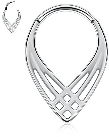 Chirurgenstahl Septum Nasenring Creolen Silber Daith Piercing Schmuck Teardrop Septum Clicker Ring Higned Segment Ring Rook Ohrringe Helix Knorpel Conch Tragus Piercing Schmuck 10mm ausgehöhlt