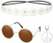 Hippie Kostüm Set 60er Runde Brille Frieden Zeichen Halskette Gänseblümchen Sonnenblumen Stirnband Hippie Accessoires für Damen Herren Verkleidung Hippie Party Zubehör (Dunkelbraun, Gelb)
