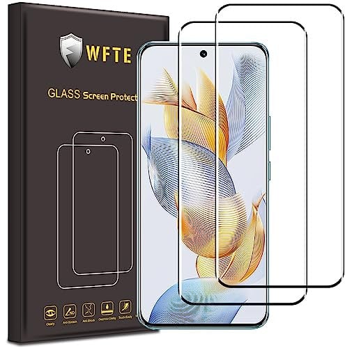 WFTE [2-Pack Protector de Pantalla para Honor 90,3D Cobertura máxima,9H Dureza,Huellas Dactilares Libre,Sin Burbujas,Cristal Templado Protector de Pantalla Honor 90(Black)