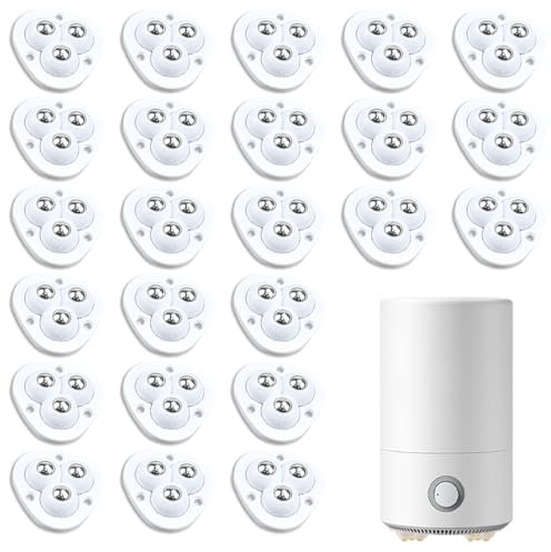 MININUSI 28 ruedas de bolas autoadhesivas, de acero y ABS, mini rueda adhesiva resistente, ruedas de muebles de bolas de transferencia, modelo de 3 perlas para papeleras, cajas, macetas, color blanco