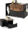 COSTWAY Katzenschrank für Katzentoilette, Katzenhaus mit ausziehbarer Schublade & Eingang & Haken & Klapptür, Katzenklo Schrank Katzenmöbel, Katzenhöhle für Katzen Haustier, Braun Vintage