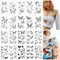 JIEYAO 20 Feuilles Autocollants De Tatouage Papillon Noir, Faux Tatouages ​​Temporaires Papillon Halloween Imperméables Adultes Autocollant Réaliste 3D Tatouages ​​Adhésifs pour Femmes Peau Corps Bras