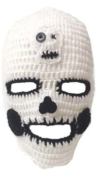 WUODHTW Creative Barbarian Knit Beard Hat Funny Wig Beanie Hat Knight Hat Halloween Party Viking Horns Bearded Caps Ski Cap, weiß, Einheitsgröße