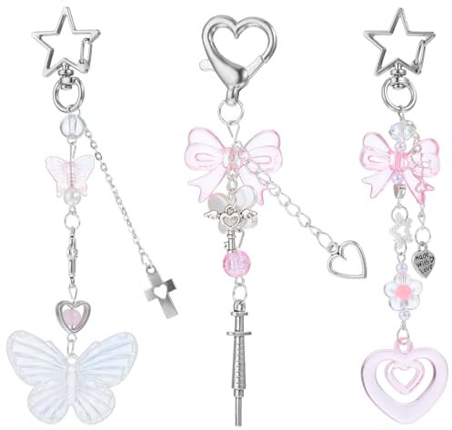 AOZUO Ästhetische Y2k-Schlüsselanhänger, Süße Handyanhänger Zubehör Stern Schmetterling Schlüsselanhänger Für Rucksäcke Taschenanhänger Anhänger Geschenke Für Mädchen Und Frauen