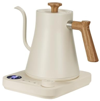 VICBINLY Electric Gooseneck Kettle, Pour Over Coffee and Tea Kettle, 0.9L Tea Kettles, 1200 Watt Quick Heating, Boil-Dry Protection, Temperature Control, Matte White