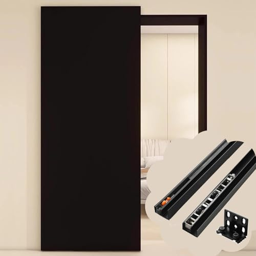 schiebetürbeschlag Verdecktes Schiebetürbeschlag-Set für 35–45 mm Dicke, Kurze, Verdeckte Schiebetüren, Aluminium-Schiebetürschiene für Kleiderschränke(80cm/31.5in)