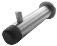 Buffered Projection Door Stop with Hook - Satin Stainless Steel