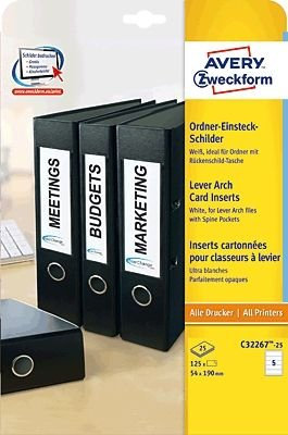 AVERY Zweckform Ordnerr¸cken-Einsteckschilder, 54 x 190 mm VE = 1
