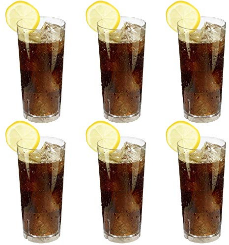 mikken 6 x bruchfestes Softdrinkglas 350 ml, Longdrinkglas, Saftglas, Wassergläser Set aus hochwertigem Kunststoff Gläser für Camping, Partys (wie echtes Glas)