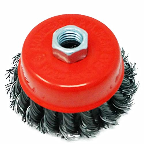 Dapetz ® Twist Knot Wire Cup Brush 3 75mm for 115mm Angle Grinders M14 Thread for Metal and Stone Working, Cleaning, Surface Preparation and Fabrication Tasks