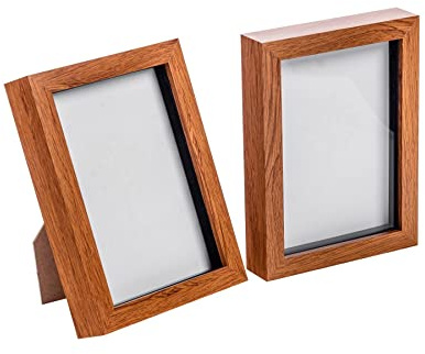 Nicola Spring 3D Shadow Box Photo Frames - 5 x 7 (12 x 17cm) - Pack of 2 - Dark Wood 3D Photo Frame 3D Box Picture Frame Box Portrait Display Case for Crafts, Keepsakes, Wedding, Graduation