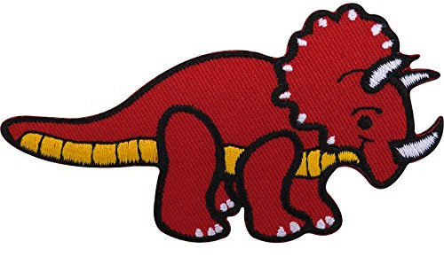 Iron On Badge/Sew On Dinosaur Patch Embroidered Triceratops for Clothes Shirt