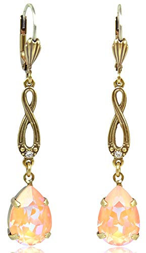 Jugendstil Ohrringe Gold Peach Delite mit Markenkristallen NOBEL SCHMUCK