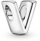 PANDORA Moments Buchstabe V - wendbares Alphabet-Charm aus Sterling-Silber mit geprägten Herzen und Perlen an der Rückseite - kompatibel mit Armbändern Moments Kollektion